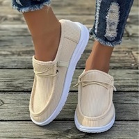 Mocasines de pana para mujer, con logotipo personalizado, OEM, ODM, cordón ajustable, ligeros, de lona, planos, casuales, para caminar a diario