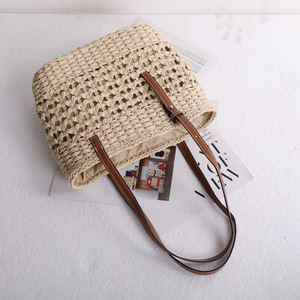 Hot Bán Tay Rơm Dệt Tote Túi Bền Tái Sử Dụng Mua Sắm Túi Bãi Biển Hàng Ngày Sử Dụng Xử Lý Túi Với Dây Kéo Mở - Product Image 4