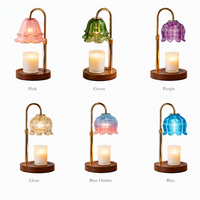 Lámpara de Aromaterapia con Calentador de Velas de Cristal con Diseño Floral, Fundidor de Cera LED con Base Dorada para el Hogar, Dormitorio, Sala de Estar, Venta al por Mayor