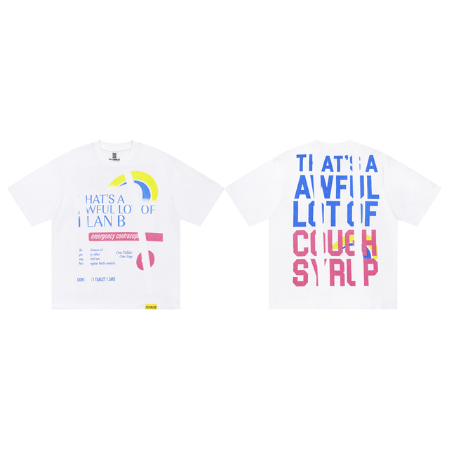 Cough Syrup Slogan Print T Shirt Men Women Hip Hop Streetwear Oversized Loose Fit Summer Short Sleeve Cotton Tee
