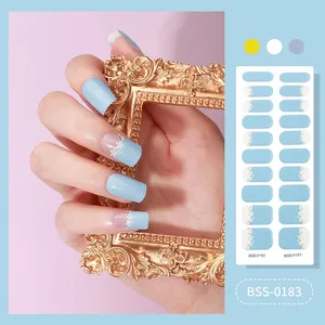 Nail Supplier Summer Custom Semi Cured Gel Nail Art Decoration Polish Wraps Sticker