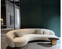 Modernes Wohnzimmer-Sofa in Weiß, Luxuriöses Samt-Ecksofa, Geschwungenes Halbmond-Sofa-Set mit Hochdichtem Schaumstoff