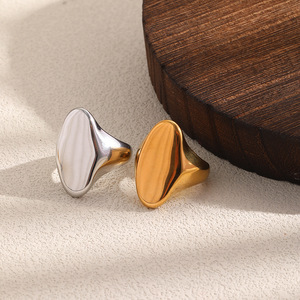 Stainless Steel Irregular Signet <b>Ring</b> 18K Gold Plated <b>Chunky</b> Bold Statement Finger <b>Ring</b> Minimalist Trendy Jewelry For Women Gift - Product Image 6