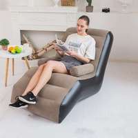 Canapé gonflable floqué en PVC écologique pour la maison, chaise à bascule en forme de S, légère (1,8 kg), pour l'extérieur, la chambre, le camping, la détente
