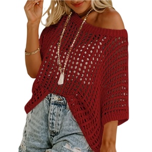 Maglione Lavorato a <span class=keywords><strong>Maglia</strong></span> da <span class=keywords><strong>Donna</strong></span> Personalizzato con Logo Frontale, Casual, Nuovo, Manica Lunga, Estivo, Sexy, Traforato, da Spiaggia - Product Image 6