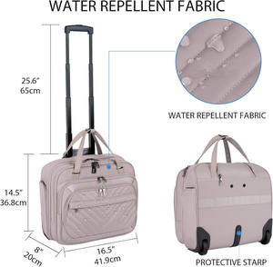 Maletín rodante de 15,6 pulgadas para viajes de negocios, bolsa de ordenador rodante repelente al agua, bolsa para ordenador portátil para hombres y mujeres <span class=keywords><strong>con</strong></span> <span class=keywords><strong>ruedas</strong></span> - Product Image 4