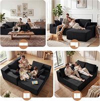 Canapé modulable sans structure en mousse haute densité, grand format, avec chaise longue droite en L, ensemble canapé-lit, assise profonde, pour salon