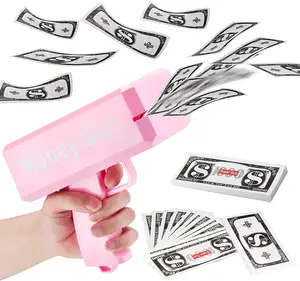 Precio al por mayor Superme Pink Gun Money Game Shooter Party Prop Pulverización Cash Rain Toy Money Gun