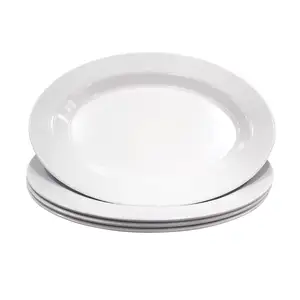 Wholesale Restaurant Serving Plate Trays Large Dinner Plates 9 10 12 14 Inch White Oval Melamine Plates for Fish