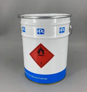 Cubo de lata de pintura de 16l con logotipo personalizado, cabeza abierta con tapa de anillo de bloqueo