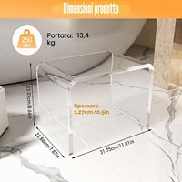 Table d'appoint en acrylique transparent, bords arrondis en forme de U, élégante et moderne, petit tabouret de douche