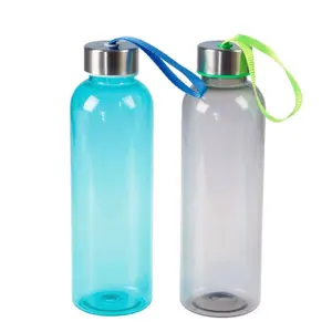 Nieuwe Collectie Custom Transparante Body Drinken Mijn Water Fles Bpa Gratis Plastic Fles 500Ml Met Rvs Cap