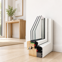 Fenêtre à battant en aluminium et bois pour maison passive, triple vitrage trempé, cadre composite, isolation thermique