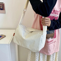 Sac bandoulière en velours côtelé personnalisé avec logo, sangle réglable, sac à bandoulière décontracté pour femme, petit sac messager OEM ODM