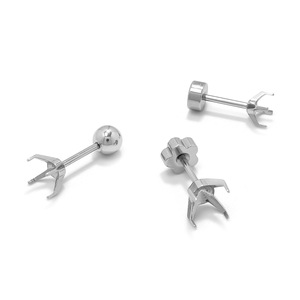 Support de boucle d'oreille à quatre griffes en acier inoxydable 316, forme griffe de chat 3 4 5 mm, pour fabrication de boucles d'oreilles, tige filetée 6 mm 8 mm - Product Image 3