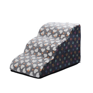 Großhandel Luxuriöse 2-Stufen Hundetreppe mit Weichem <span class=keywords><strong>Fleece</strong></span> und Schwamm Umweltfreundliche Haustierstufen für Couch und Bett - Product Image 1