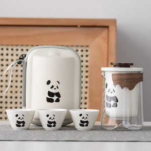 Luxuriöses Panda Kung-Fu Chinesisches Porzellan-Teeservice 200ml Tragbare Reise-Teekanne Schnelles Gäste-Geschäftsgeschenk - Product Image 6