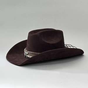 Chapeau <span class=keywords><strong>de</strong></span> cowboy en daim européen et américain à large bord incurvé avec décoration étoile pour les concerts <span class=keywords><strong>de</strong></span> musique country et les tenues décontractées - Product Image 6