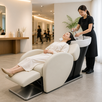 Station de lavage électrique semi-inclinable avec bac pour salons de coiffure et maisons de retraite