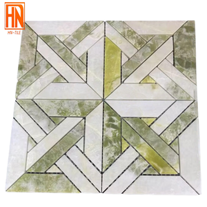 Dalles de <span class=keywords><strong>parquet</strong></span> mural intérieur modernes en marbre onyx vert naturel poli HUANAI, carrées 300x300mm, design graphique, garantie 3 ans - Product Image 1