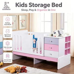 Modern Kids Bedrooms Drawers Child <strong>Cot</strong> Bed <strong>Set</strong> 3 in 1 Multifunctional New Born Baby Infant Sleeper Wood Crib Bed - Product Image 6