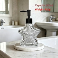 Distributeur de savon désinfectant pour les mains en verre transparent en forme d'étoile de mer, scellé par pompe, pour hôtels (bouteilles vides pour shampoing et gel douche)