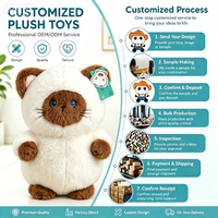 Fabricant de jouets en peluche personnalisés, chaton siamois de dessin animé, peluche personnalisée avec logo pour cadeau souvenir promotionnel
