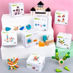 Houten Speelgoed Intelligente Multifunctionele Puzzel Reizen Ijzeren Doos Educatie Puzzel Speelgoed Voor Kind