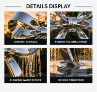 Fontaine d'eau en forme de nœud papillon en acier inoxydable de grande taille, sculpture en métal miroir, pour la décoration de cour extérieure
