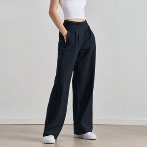 Pantalons de sport tissés neufs, à jambes larges décontractées et une sensation fluide. Pantalon droit avec taille haute, design amincissant pour le <span class=keywords><strong>yoga</strong></span> - Product Image 1