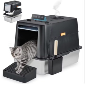 Caixa de Areia Inteligente para Gatos em Aço Inoxidável com Ventilador Desodorizador, Bandeja Grande Removível e Fácil de Limpar para Animais de Estimação - Product Image 6