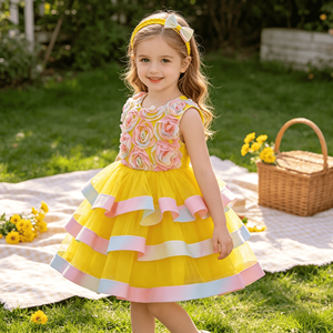 Vestido <span class=keywords><strong>de</strong></span> tul con capas <span class=keywords><strong>para</strong></span> niña, vestido formal <span class=keywords><strong>de</strong></span> tul con flores 3D <span class=keywords><strong>para</strong></span> niña pequeña, vestido <span class=keywords><strong>de</strong></span> flores <span class=keywords><strong>para</strong></span> niña con diadema, vestidos <span class=keywords><strong>de</strong></span> fiesta <span class=keywords><strong>para</strong></span> niños - Product Image 3