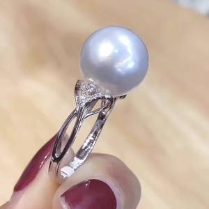 Base para Anillo de Plata S925 10545DIY con Cuentas Redondas de 8-10 mm, Accesorio con Base Doble Vacía para Perlas Sueltas, Soporte para Joyería - Product Image 3