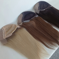 Cokelat Alami Kelas 12A Terbaik # Wig Rambut Asli Cina 2 Warna Natural Lurus Panjang Double Drawn Silk Top Lace Front Tanpa Lem Mix