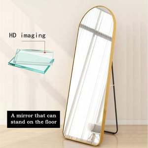 Miroir mural sur pied de luxe en aluminium doré et noir, grand format, pour chambre à coucher et salle de bain - Product Image 6