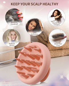 Brosse de massage du cuir chevelu compacte personnalisable avec logo, coussinets ventilés et poils en silicone doux pour l'élimination des pellicules - Product Image 3