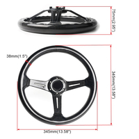 Volant de course sport en fibre de carbone de 14 pouces (345 mm) à déport profond, universel pour voitures, camions et accessoires automobiles