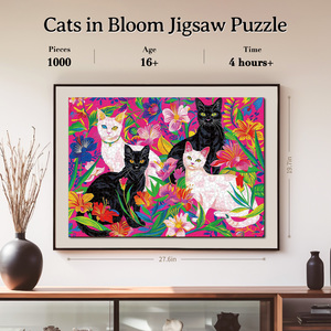 Creative Jigsaw Puzzle 1000 Pieces Cats <b>Floral</b> Design Matte Finish Cardboard <b>Box</b> Unisex 14 Years & Up - Product Image 5