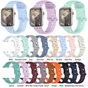 Compatible con Apple Watch: Correa de silicona para Apple Watch S9 Ultra, <span class=keywords><strong>banda</strong></span> de reloj con estampado de leopardo de color sólido grabada con láser - Product Image 1