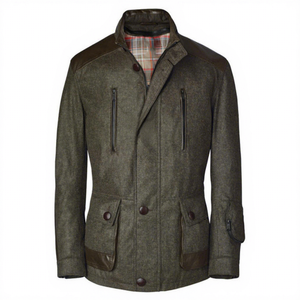 Veste longue pour homme en laine 100% de haute qualité pour la chasse, col montant, fermeture éclair, respirante, coupe-vent, écologique, vêtements d'hiver - Product Image 1