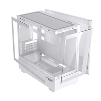 Lovingcool casing komputer PC Gaming, casing menara ITX M-ATX kustomisasi komputer putih transparan RGB