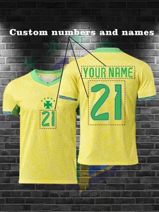 La nueva camiseta de fútbol brasileña de manga corta, ropa deportiva producida por una fábrica de ropa y personalizable.F10 - Product Image 3