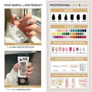 24 <span class=keywords><strong>Uñas</strong></span> Postizas Reutilizables de ABS, Diseño Cuadrado con Rayas de Zebra en Negro, Blanco y Dorado, Kit de <span class=keywords><strong>Uñas</strong></span> Removibles <span class=keywords><strong>para</strong></span> <span class=keywords><strong>Mujer</strong></span> - Product Image 3