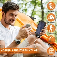 Batterie externe solaire avec lampe torche LED étanche, chargeur extérieur pour camping, randonnée, pêche, usage d'urgence, Type C, 20000mAh, charge rapide