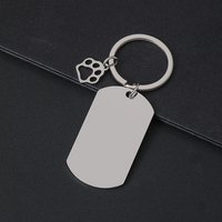 Ywyougang Personalisierter Haustier-Anhänger Schlüsselanhänger, Edelstahl Blanko Hunde-ID-Tag mit Pfoten-Charm, Lasergravierbarer Individueller Schlüsselring