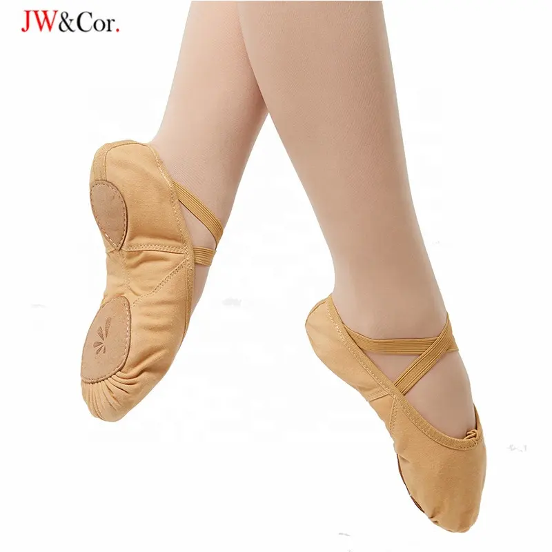 JW enfants adultes danse split toile à semelle souple filles ballet chaussures