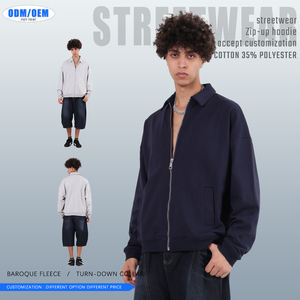 Sweat-shirts en molleton vintage décontractés pour hommes avec fermeture éclair, col rabattu, doublure épaisse, impression numérique, polyester/coton - Product Image 2