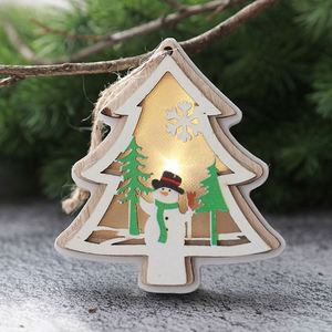 <b>Tree</b> Hanging Ornaments Luxury Wooden Santa Light Pendants for Christmas Gifts Home Party Decorations - Product Image 6