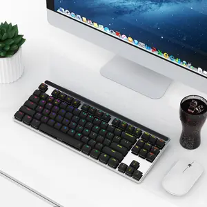 Factory Manufacturer Rechargeable Low Profile Wireless Mechanical Gaming Keyboard Aluminium Alloy Top case Triple Mode Connect