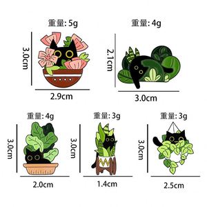 Nouvelles Épingles en Émail au Design Original, Motif Plante en Pot de Dessin Animé, Épingles Personnalisées en Émail, Épingles à Chapeau Chat Noir Mignon et Amusant - Product Image 2